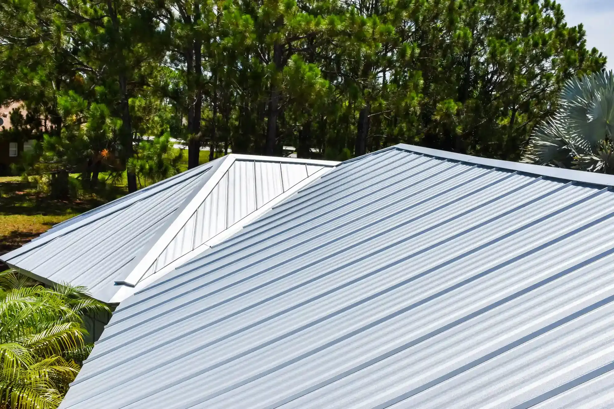 Completed metal roof on a South Florida home